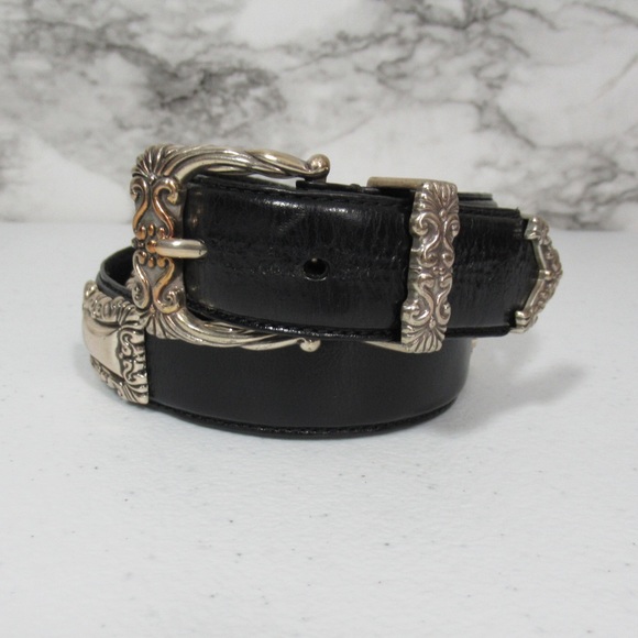 Fossil Western Concho Black Leather Belt Size Large